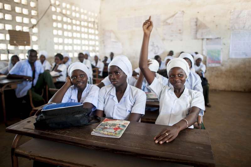 Fatou L. Juwara, 16 years old, in class, in Gambia