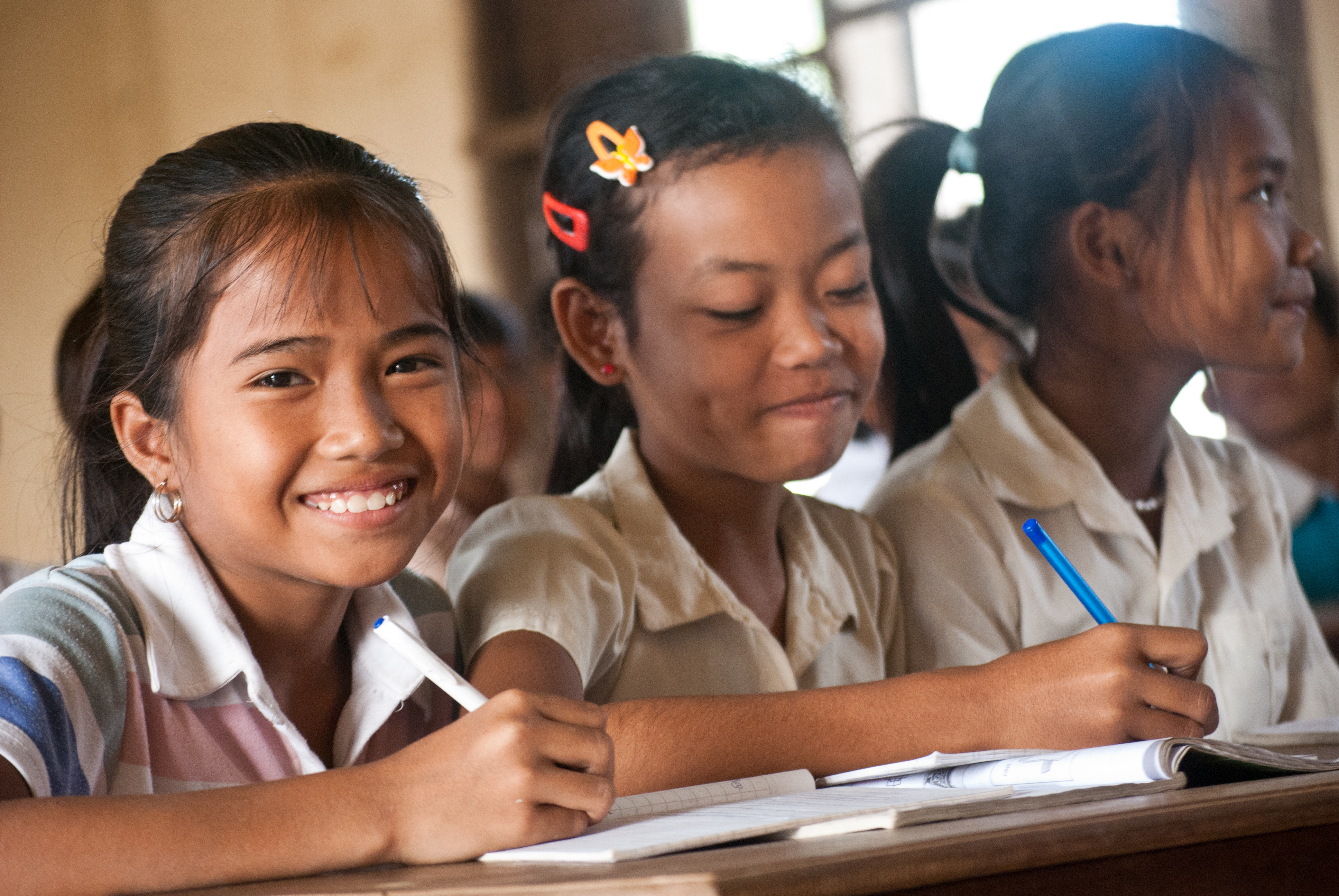 Pupils in their classroom in Cambodia