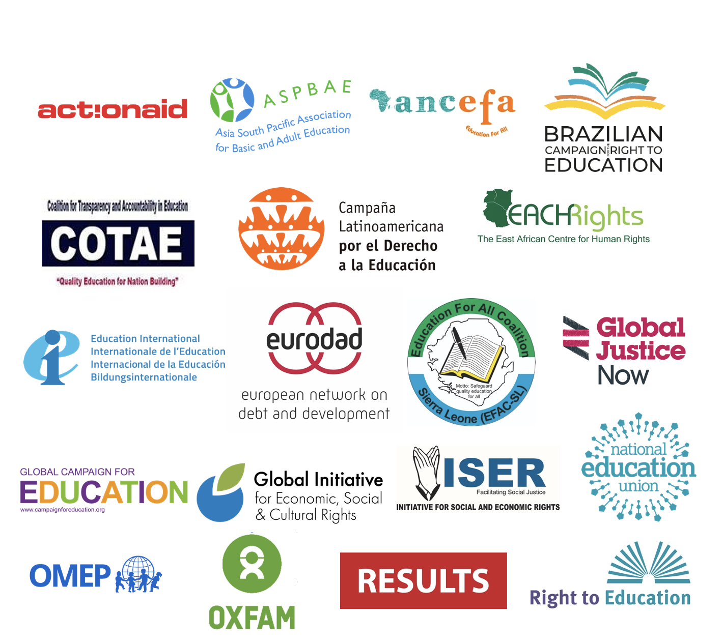 Image of 19 organisational logos on a white background