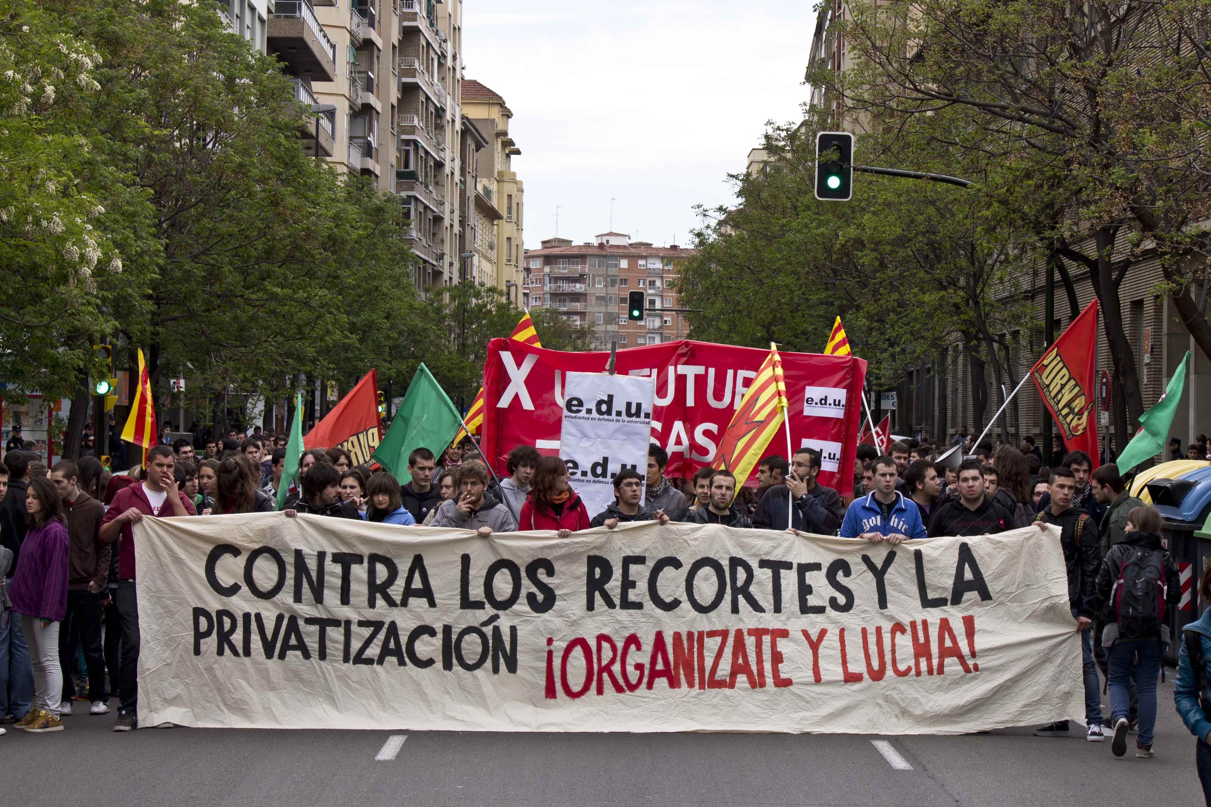 Student demonstration against cuts in public education, April 2012, Zaragoza, Spain