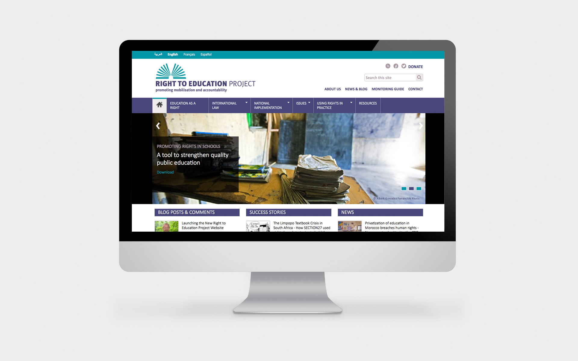 Right to Educaiton website on screen